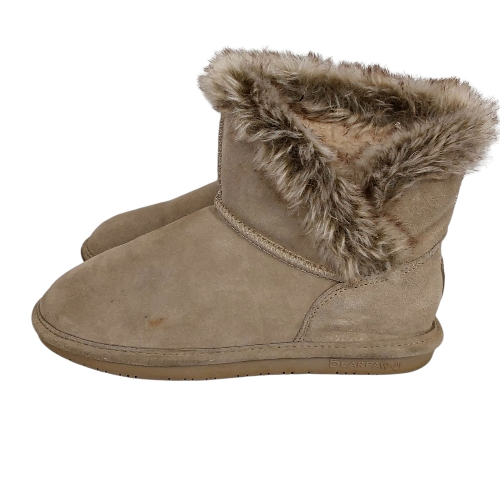 Bearpaw Short Ankle Suede Faux Fur Lined Winter Boots